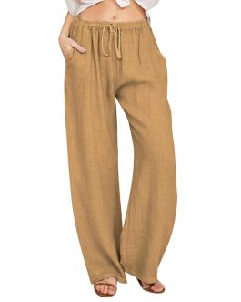 Pantalon cintura alta con cordones